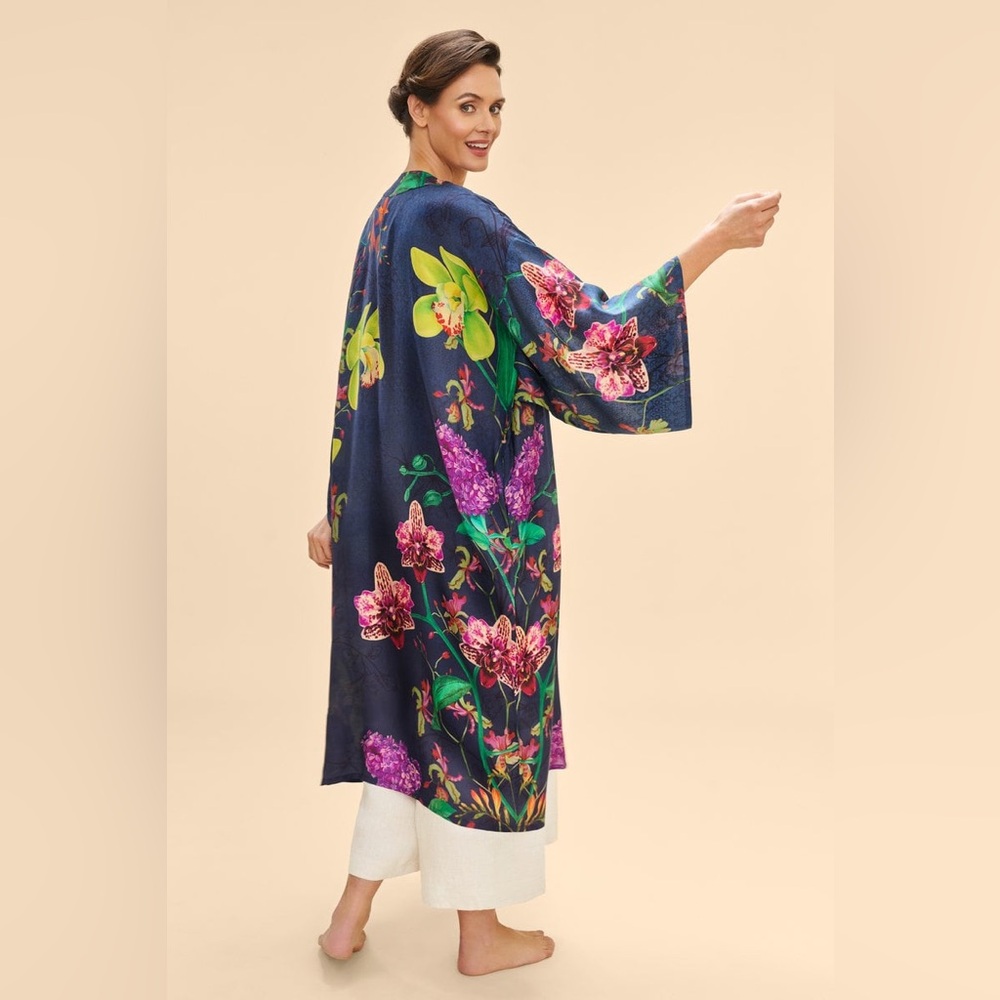 Powder UK Exotic Evening kimono-super soft modal/viscose-pockets/self-belt-NWT